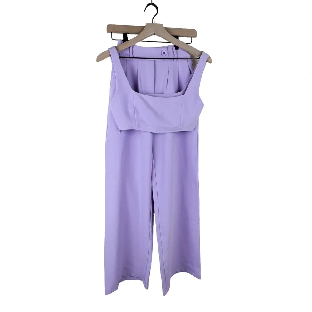 Princess Polly Huxley Two Piece Crop Top Trouser Set in Lilac - Picture 5 of 16